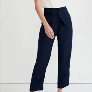 Madewell Drapey Paperbag Pants - Navy Blue - Size 0